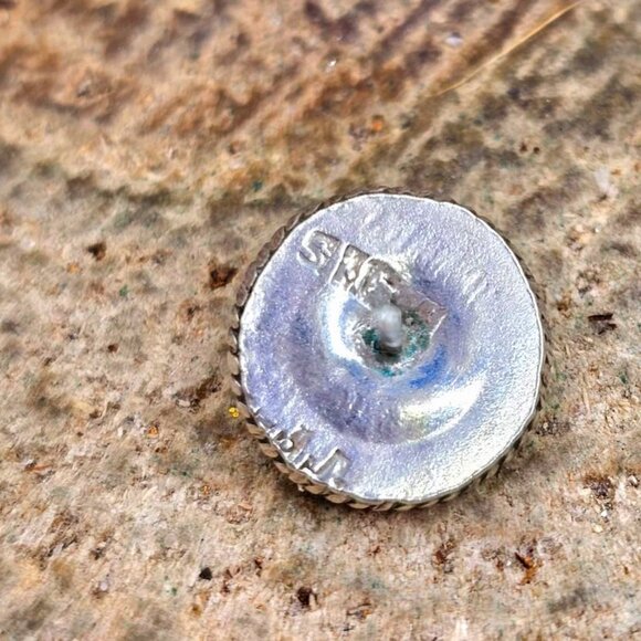 Vintage Mexico Double Rope Dome Button Sterling Silver Ear Stud - Picture 6 of 9